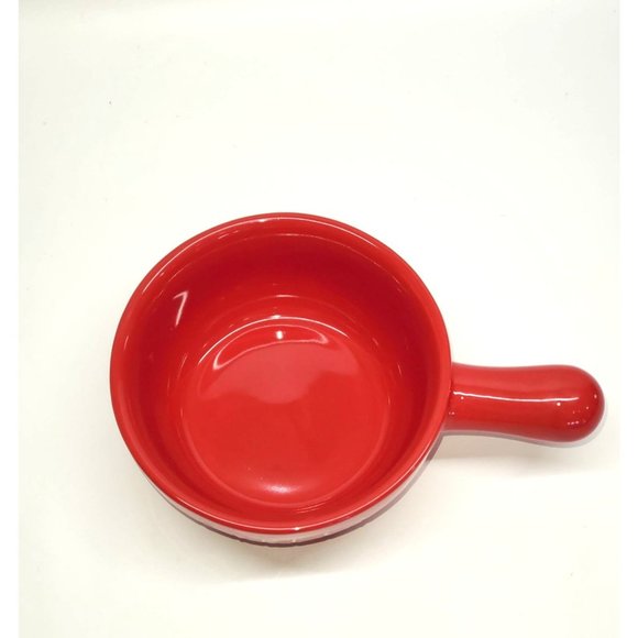 Rae Dunn Red "Santa" Soup Bowl With Handle White Lettering 1159 - Picture 4 of 5